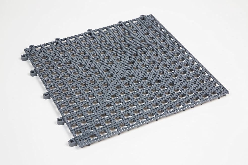 Dri-Dek Gray Interlocking Plastic Floor Tiles 12×12 Grey Grid Square 50 Pack