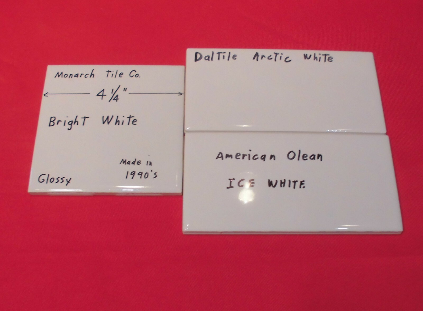 1 pc. Bright White 4-1/4″ Glossy Ceramic Tile by Monarch Tile Co. USA New