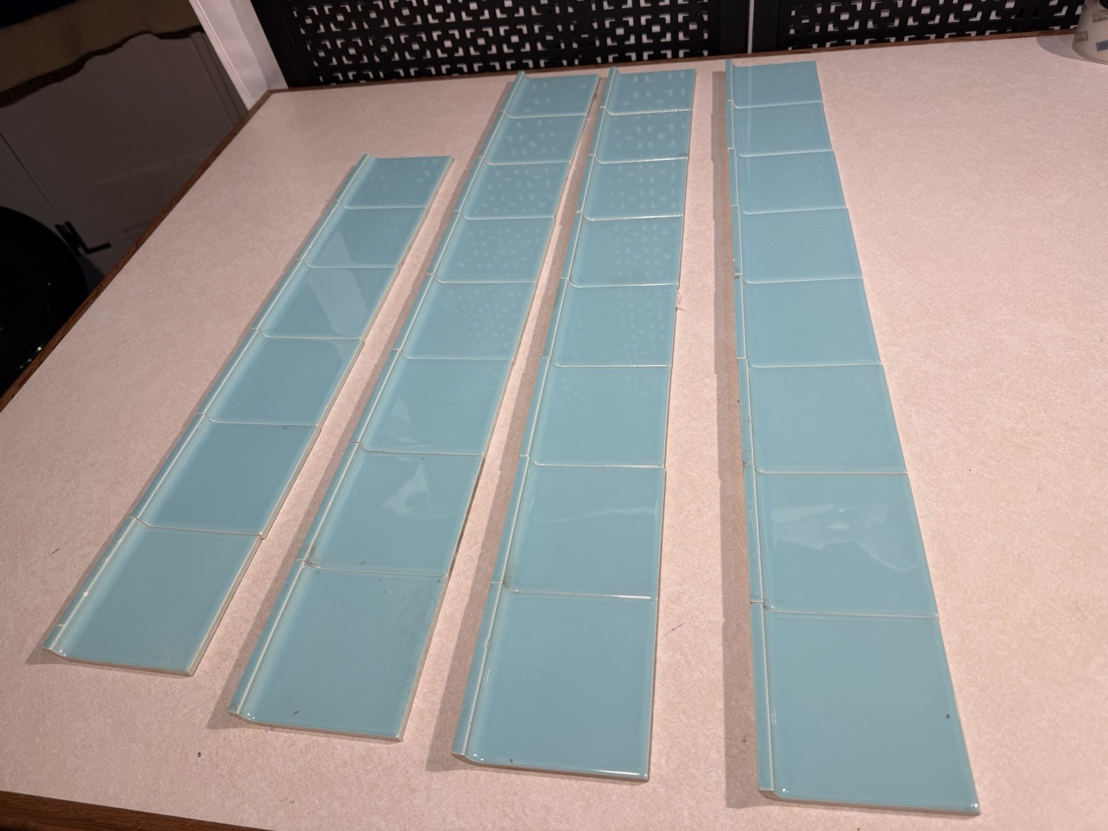 30 Vintage Pomona Ceramic Blue Base Tiles Bathroom Kitchen Mid Century Modern