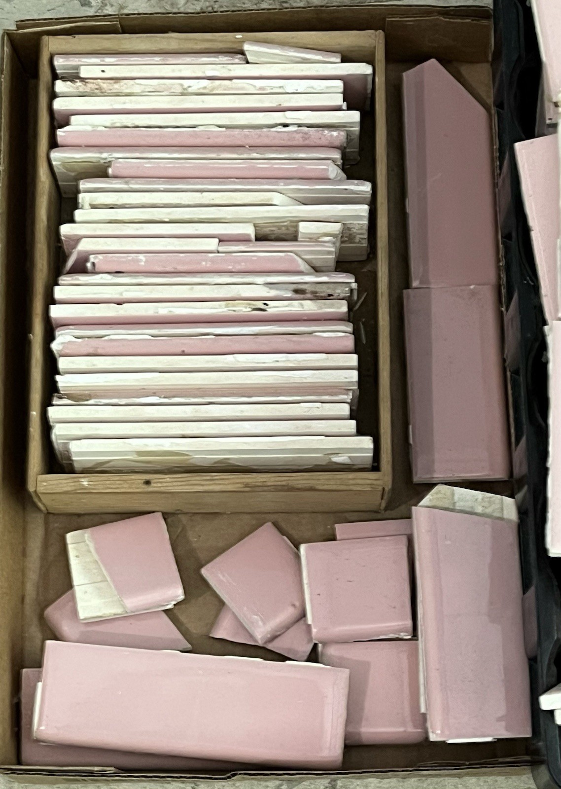 Vtg Lot 100’s-PINK Mosaic Tile USA Company-4 3/8″ Square Ceramic-Reclaimed-Ohio