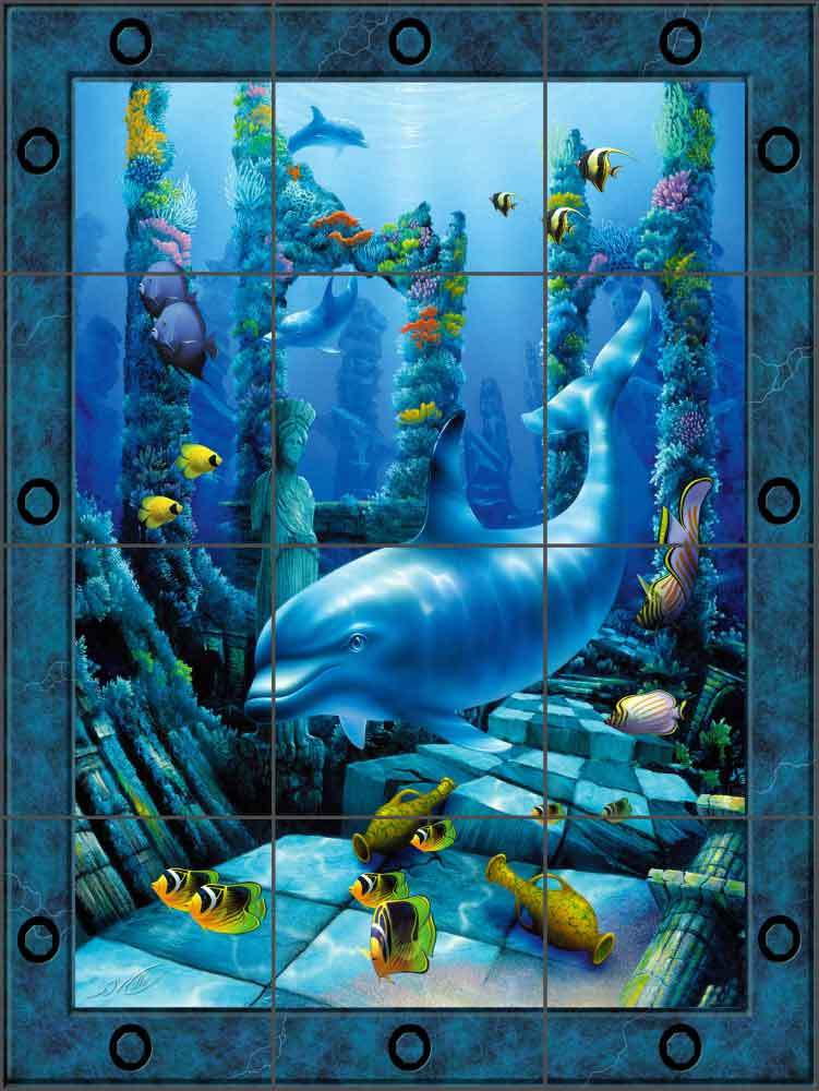 Ceramic Tile Mural Backsplash Miller Dolphin Sea Life Undersea Art DMA2038