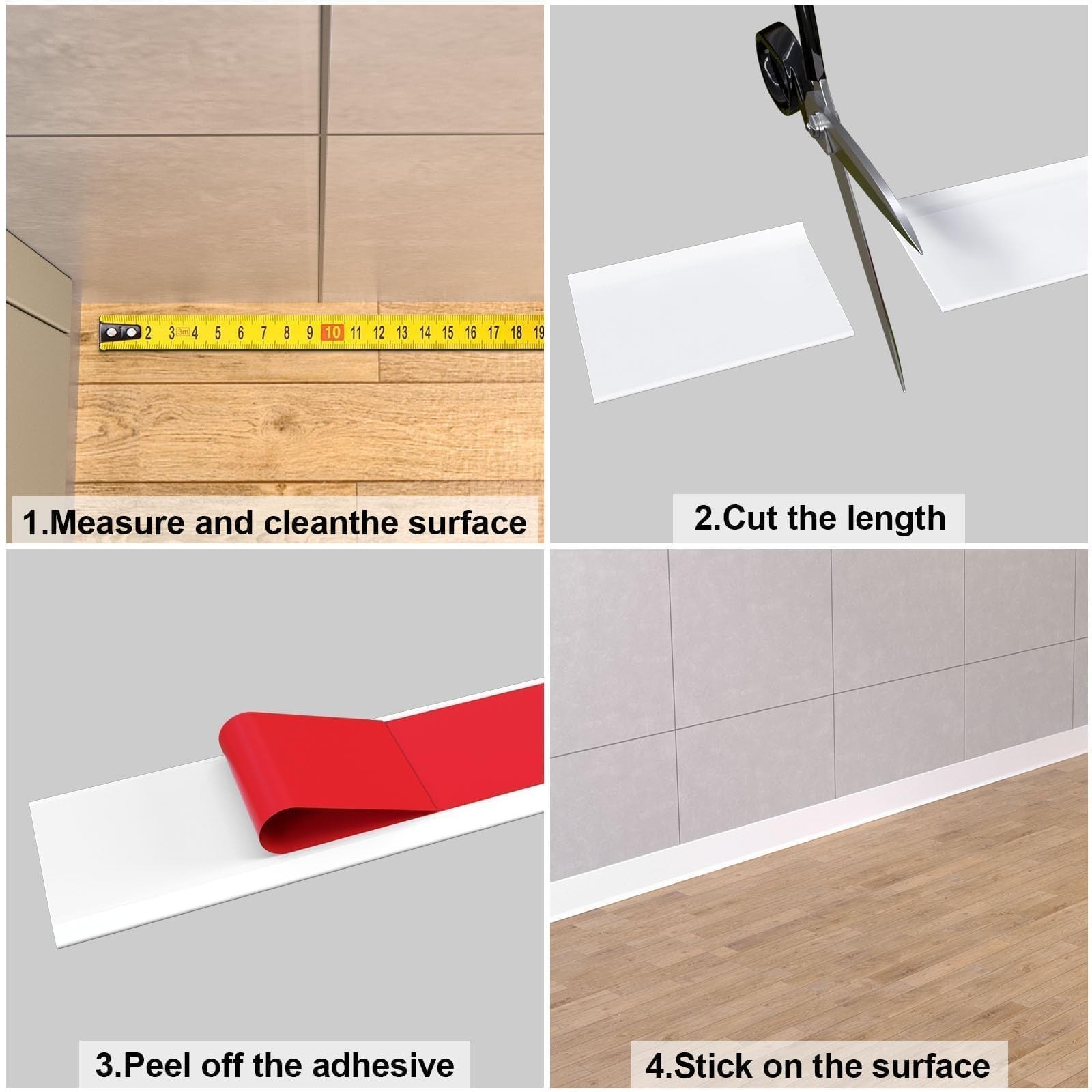 Peel and Stick Molding Baseboard Trim, 6 Inch Flexible Baseboard Molding Trim…