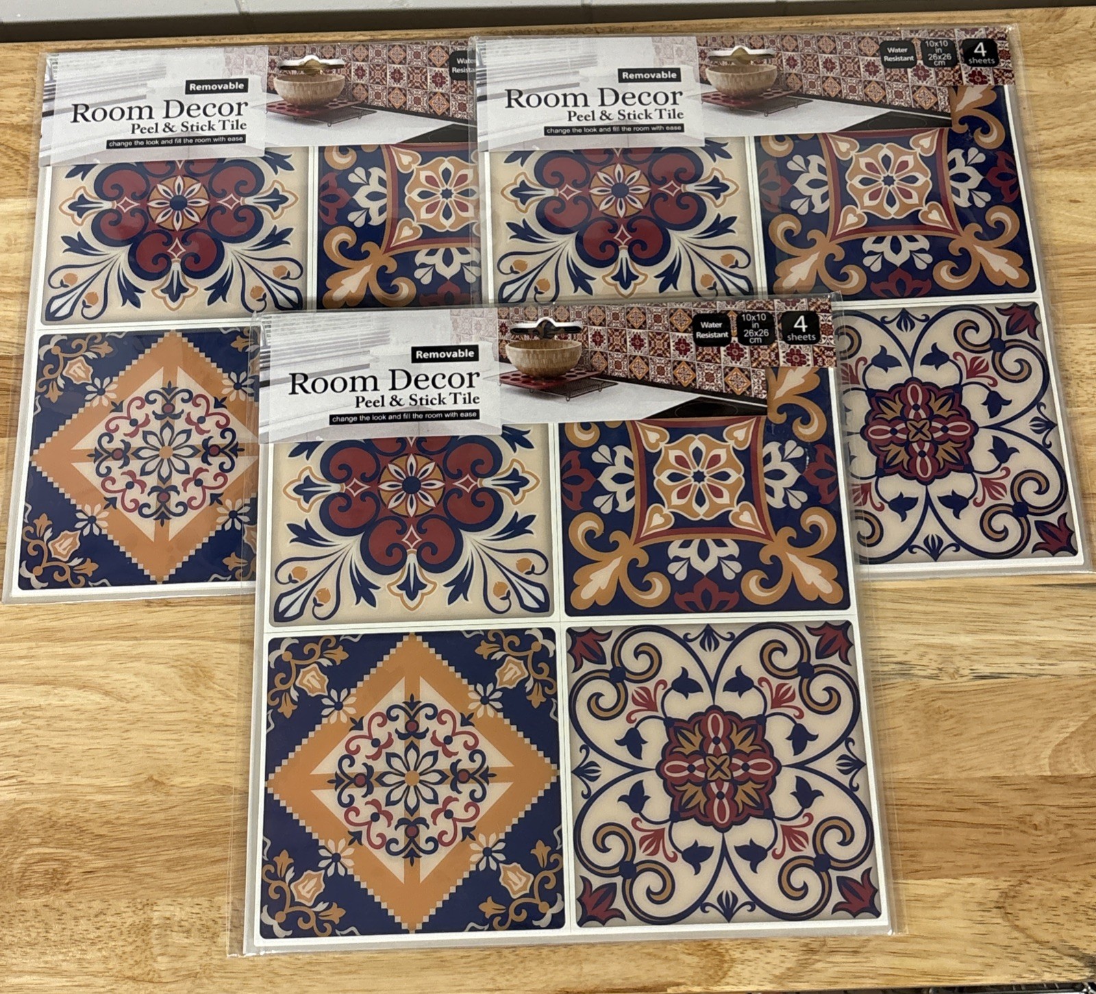 Peel and Stick Tiles Room Decor Backsplash Mexican Mediterranean 4 Sheets