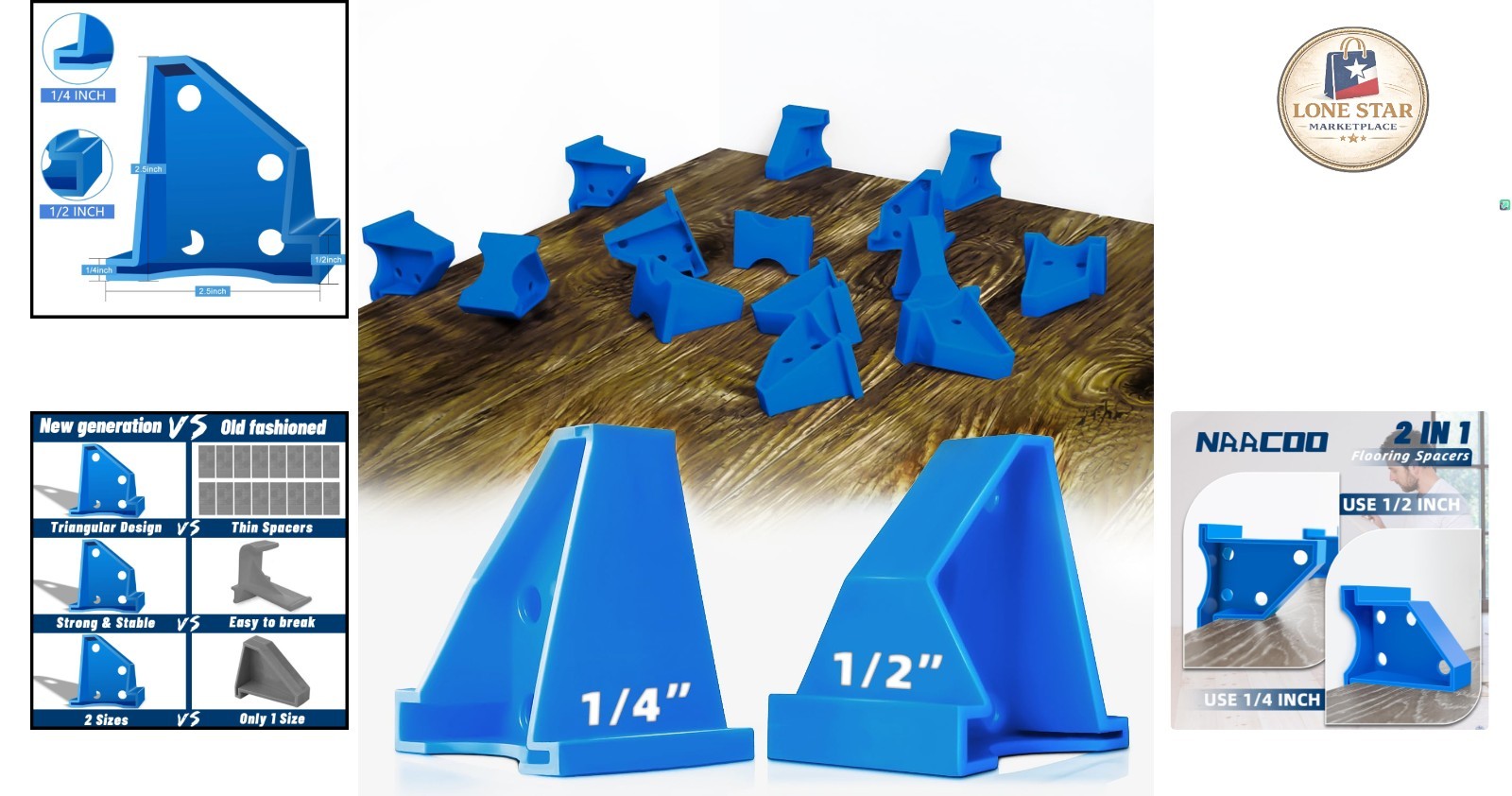 Effortless Floor Installation with 20 Triangular Spacers – 1/4” & 1/2” Options