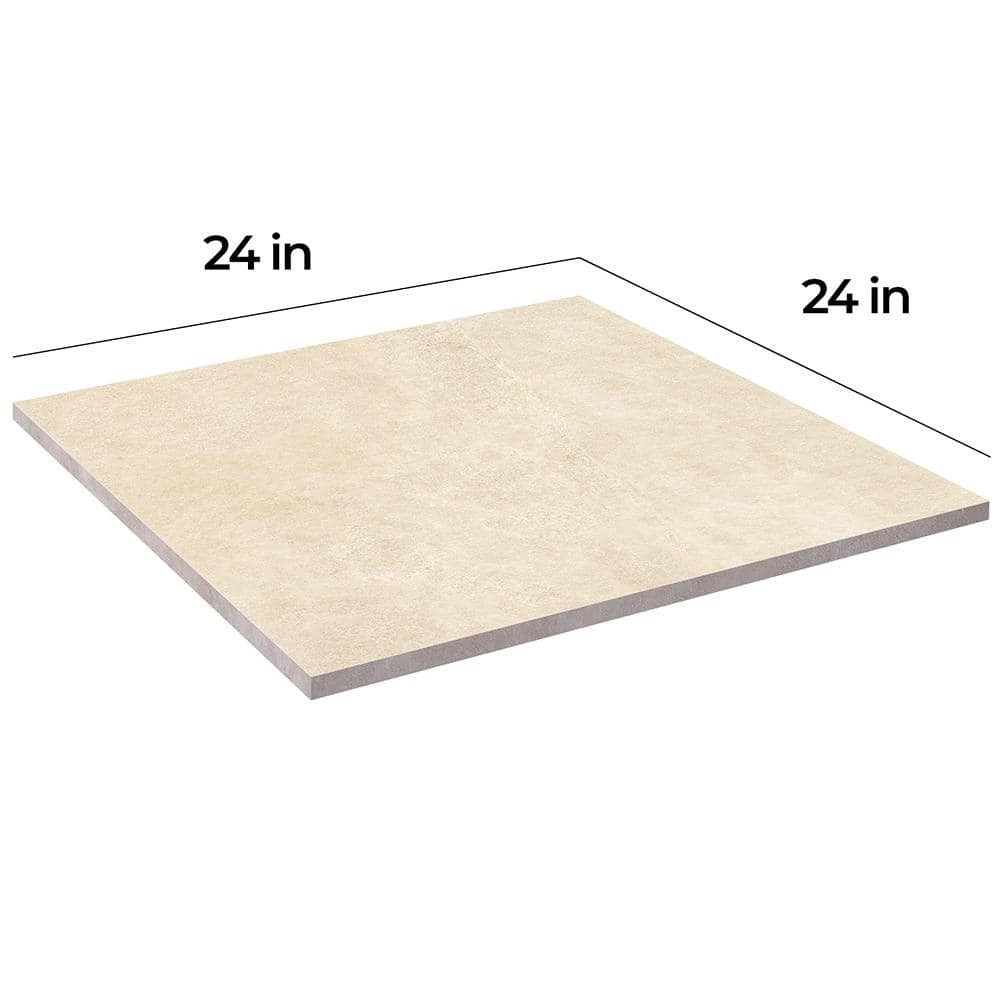 24×24 in Slate White Stone Look Porcelain Pavers, 0.75 in Thick, Case of 2