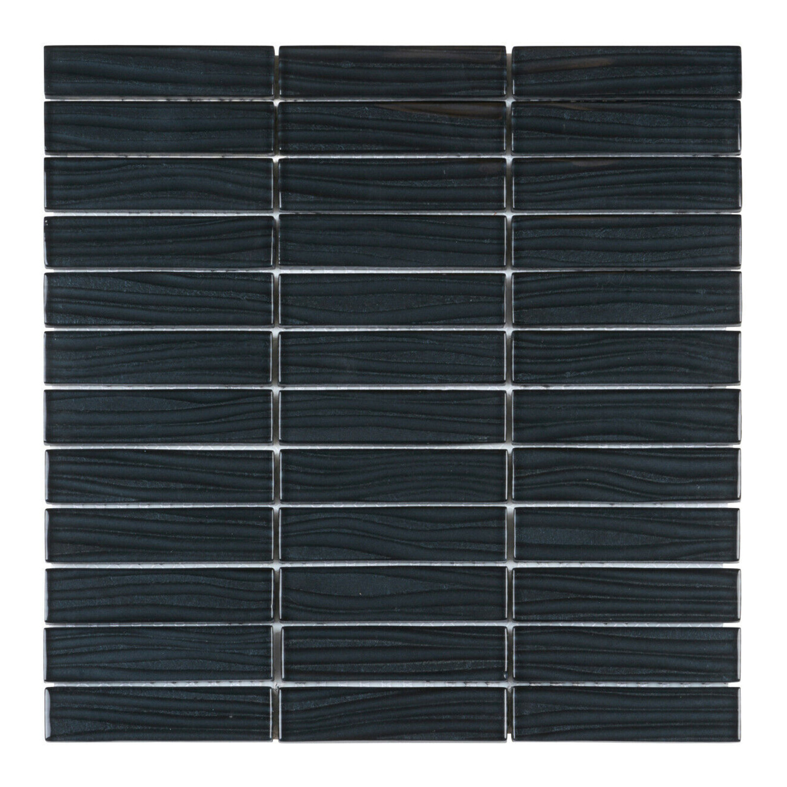 Black Wave Metallic Cold Spray Mosaic Tile Stacked Pattern Kitchen Backsplash