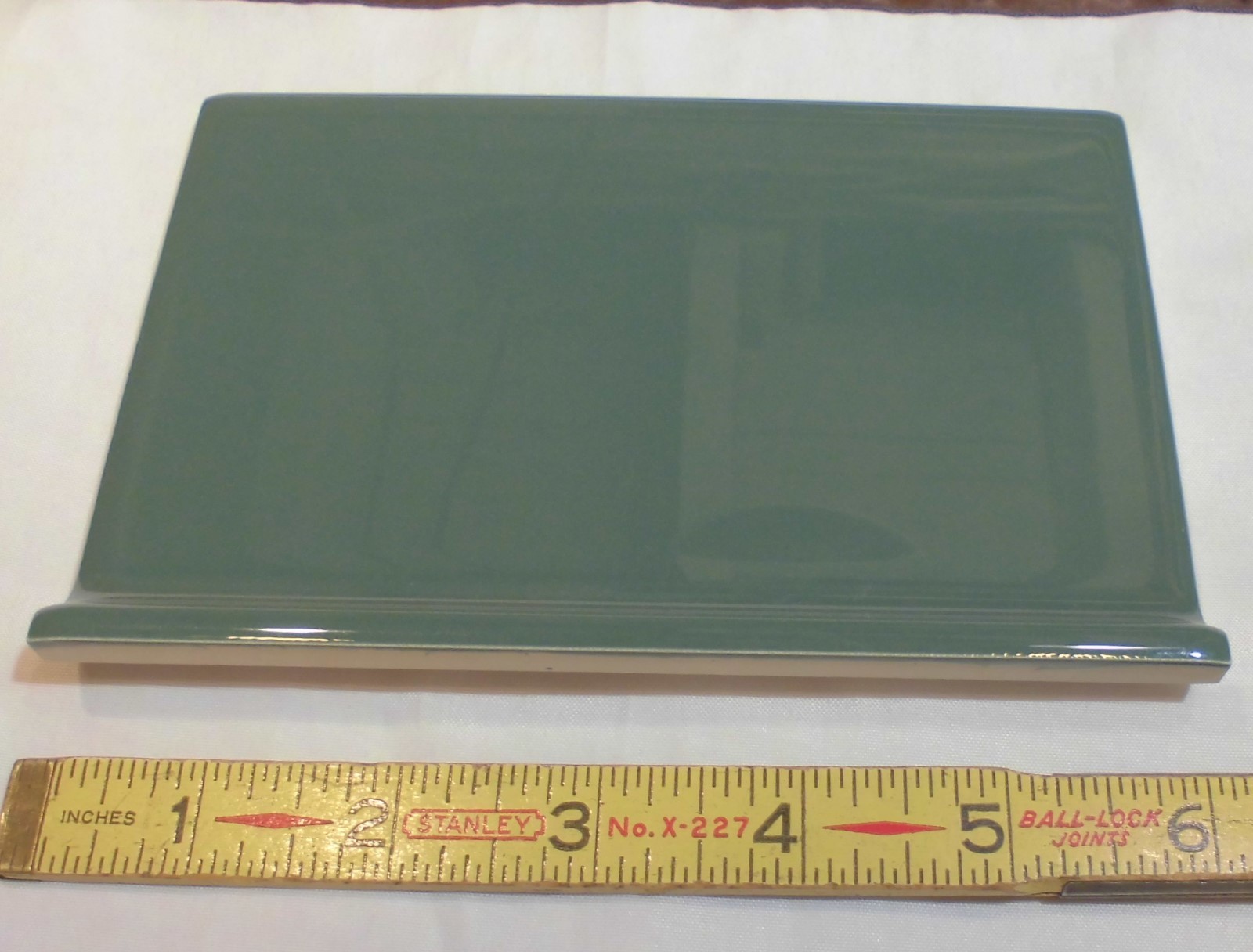 6 pcs. *Sage Green* 4” X 6” Glossy Ceramic Cove Base Tile, Bullnose Top, NEW