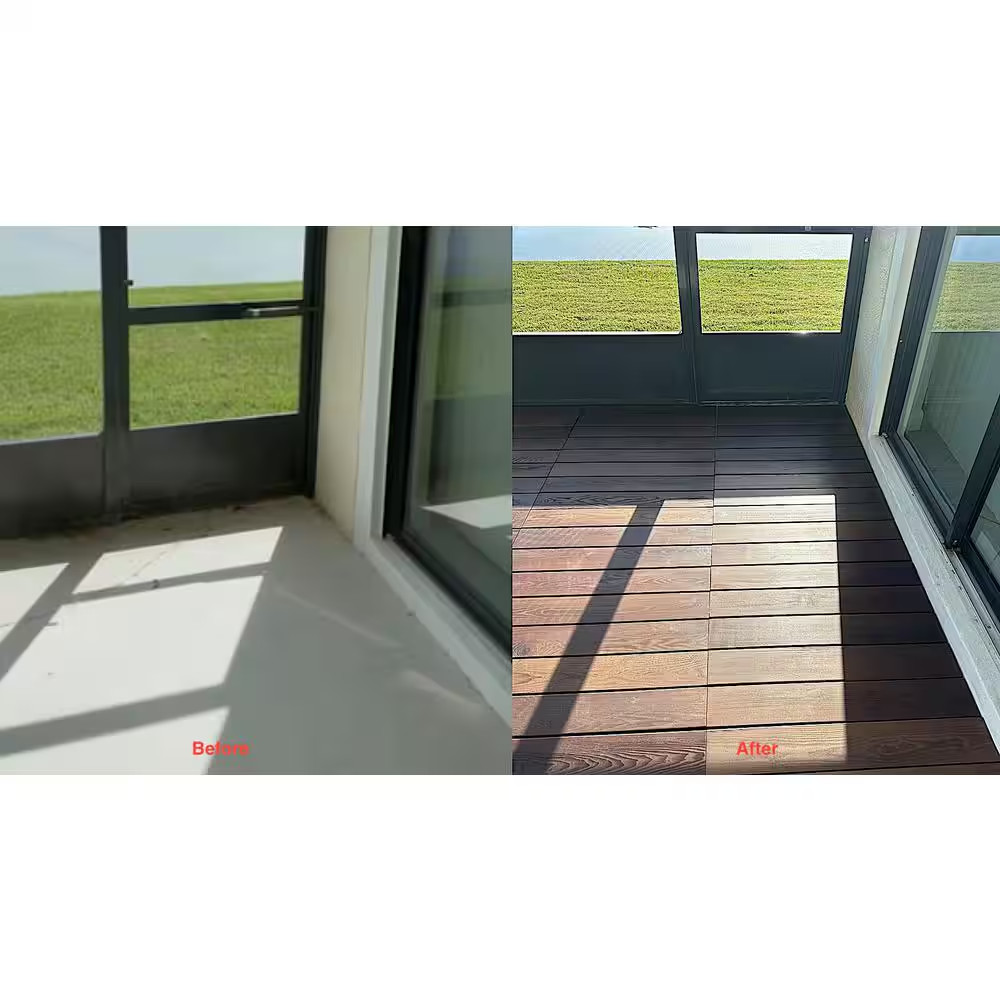 Roll Deck 4 Ft. X 32 In. Non-Slip Thermo-Treated Wood Deck Tile in Brown (1-Piec