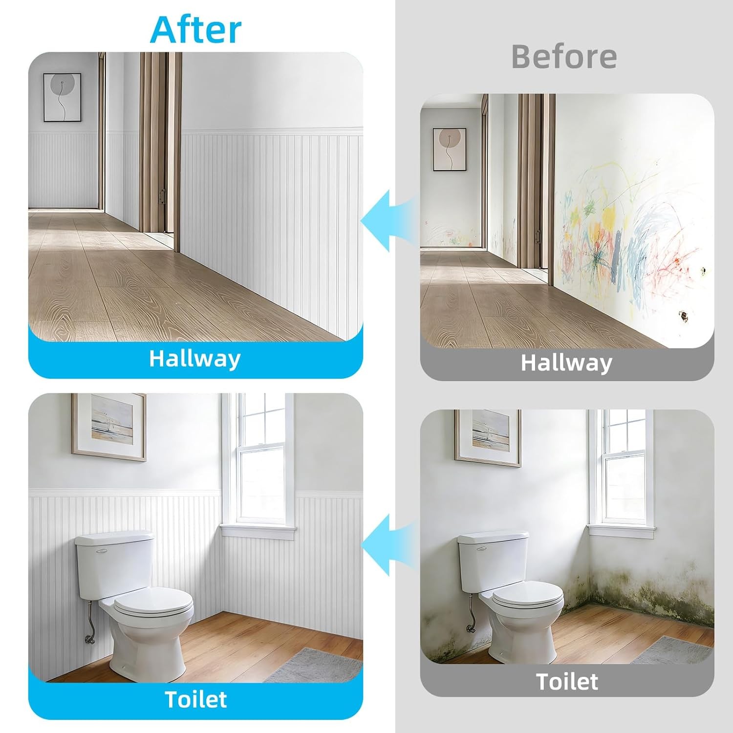 Wainscoting Wall Panel Kit 37.8″ Tall Beadboard Panels Walls Polystyrene Board &