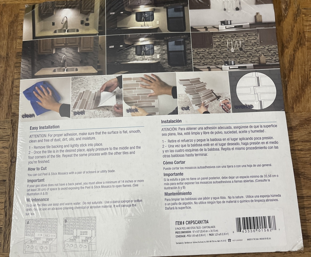 Peel And Stick Multi Pack Of 5 Tiles-Brand New-SHIPS N 24 HOURS