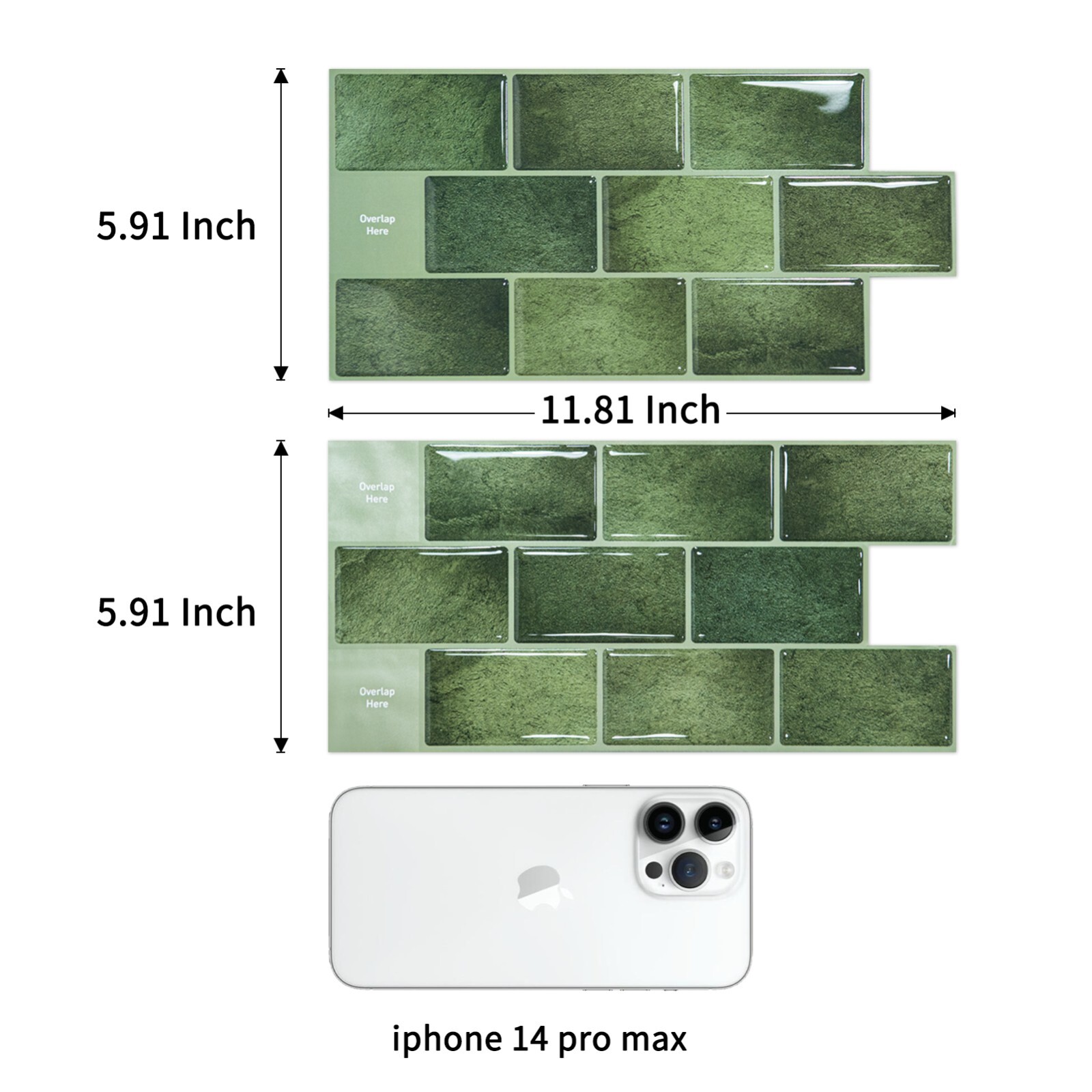 Art3d 20-Pack 12″ x 6″ Peel and Stick Backsplash Tile, Subway Tile in Green