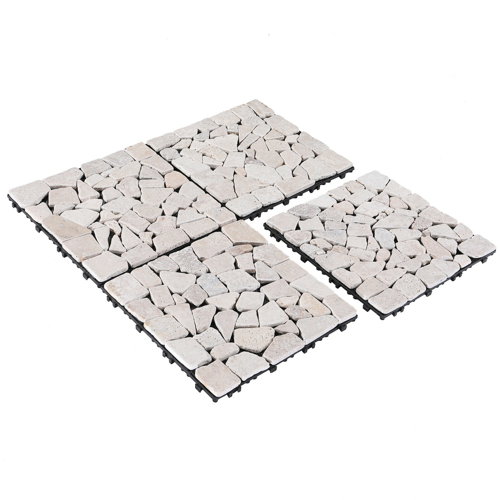 PURE ERA Pebble Interlocking Floor Deck Tiles Indoor Outdoor Use 12″x12″