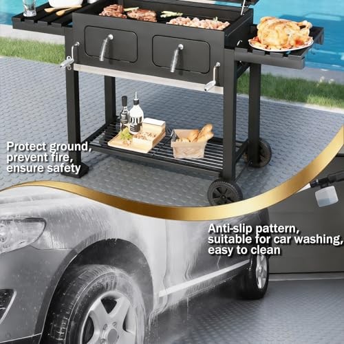 Garage Floor Mat, 2mm Thickened PVC Coin Pattern | Non-Slip 4×30 FT Gray(Coin)