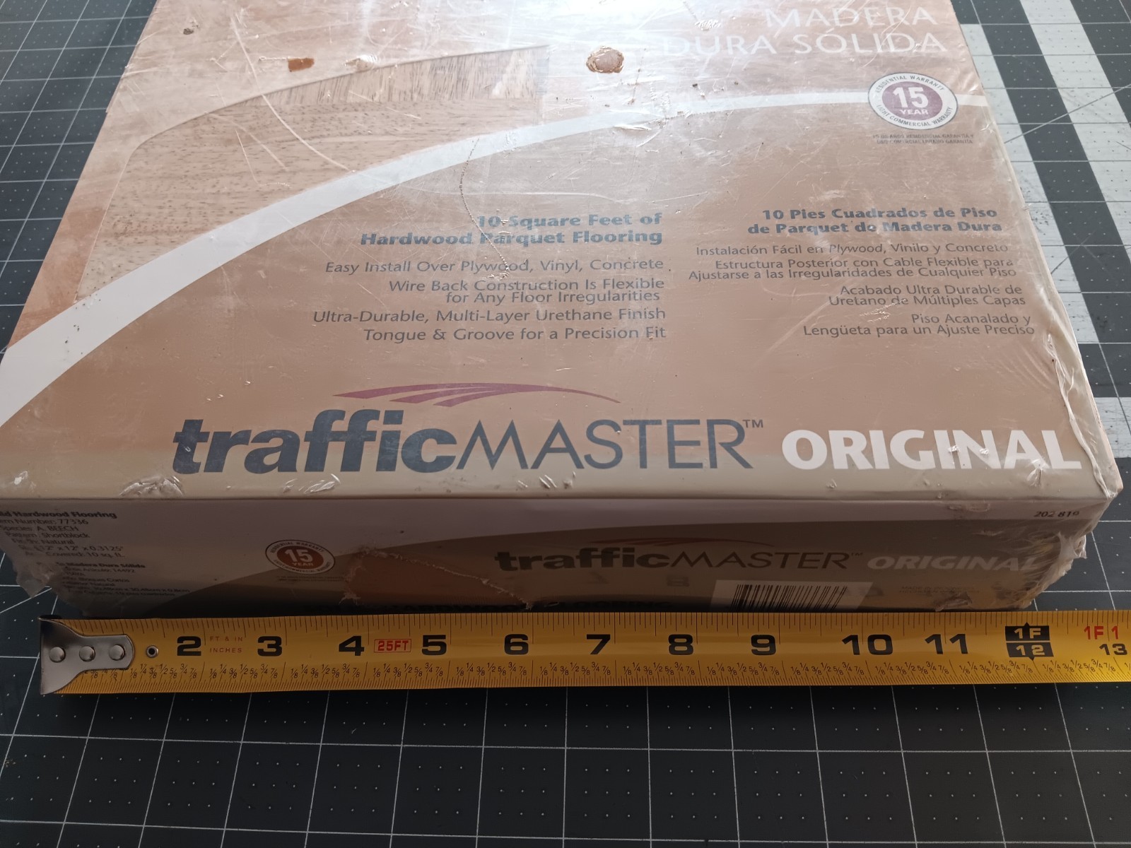 Traffic Master Solid Hardwood Hevea Parquet Flooring Natural Prefinished NEW