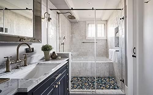 Aqua Cobalt Blue Pebble Tile for Stunning Shower Floors & Backsplashes