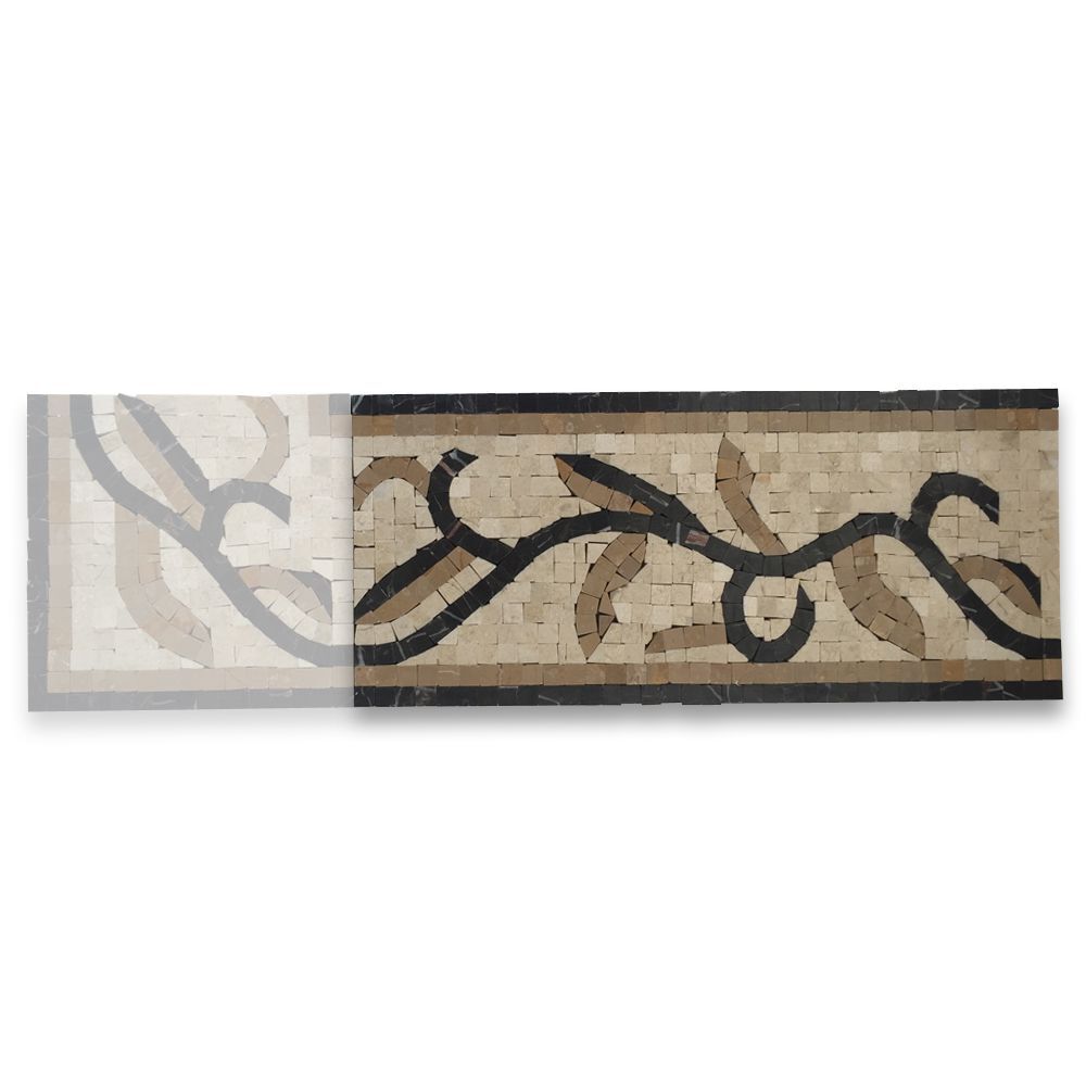 B0069P Marble Mosaic Border Listello Accent Tile Ivy Gold 5.9×13.4 Polished