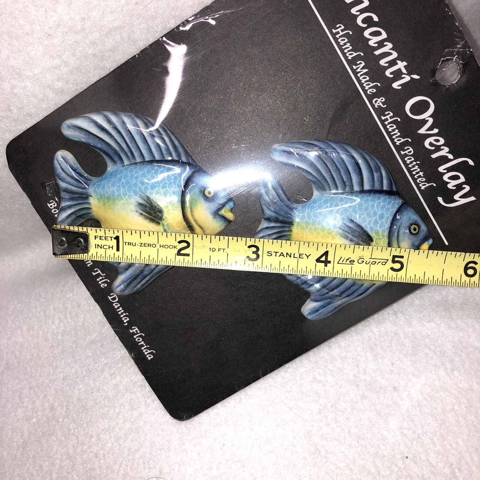 Bolart Custom Tile Tropical Fish Hand Made Hand Painted Set Of 6 Incanti Overlay