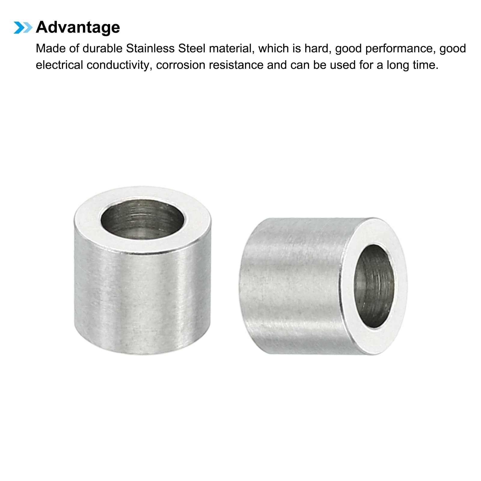 PATIKIL M4 Stainless Steel Spacers, 10 Pcs 4.1mm ID x 7mm OD x6mm L, Silver