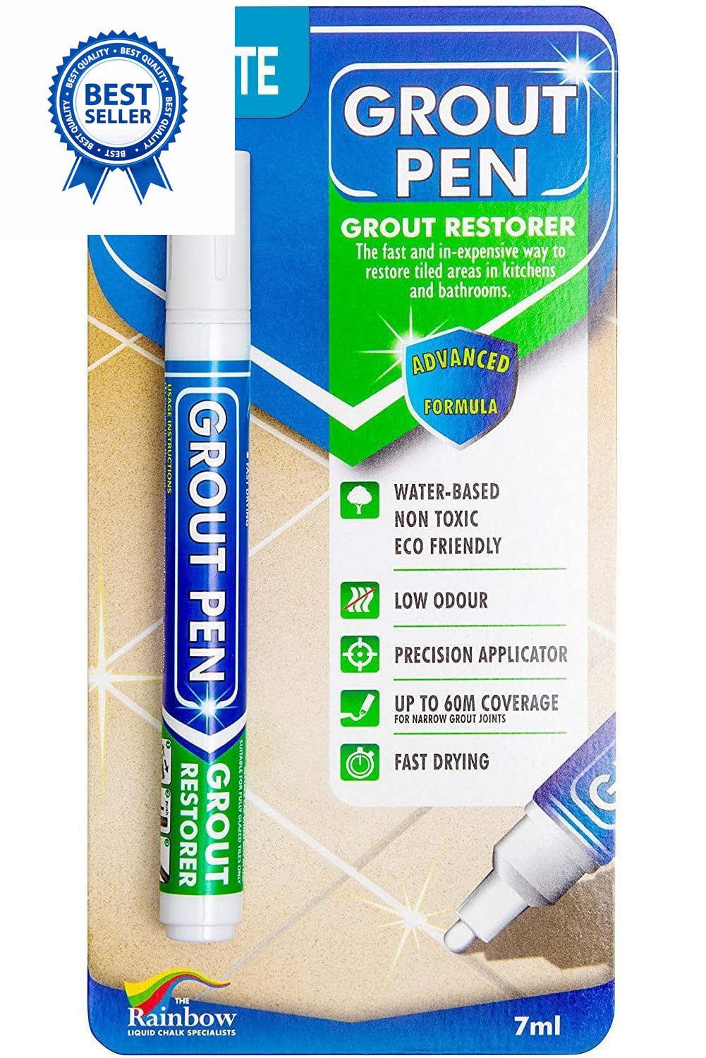 Grout Pen White Tile Paint Marker: Waterproof Paint, Narrow Tip,