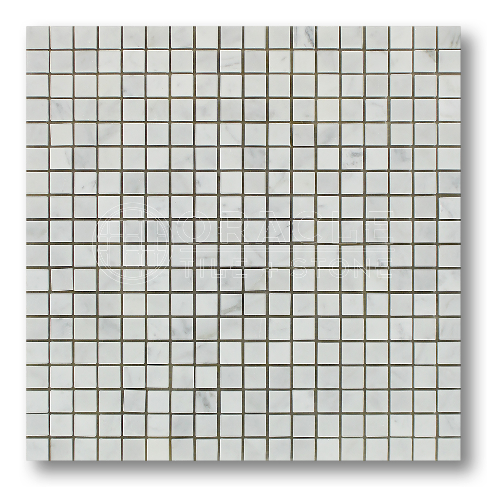 Carrara White Italian (Bianco Carrara) Marble 5/8″ X 5/8″ Mosaic Tile