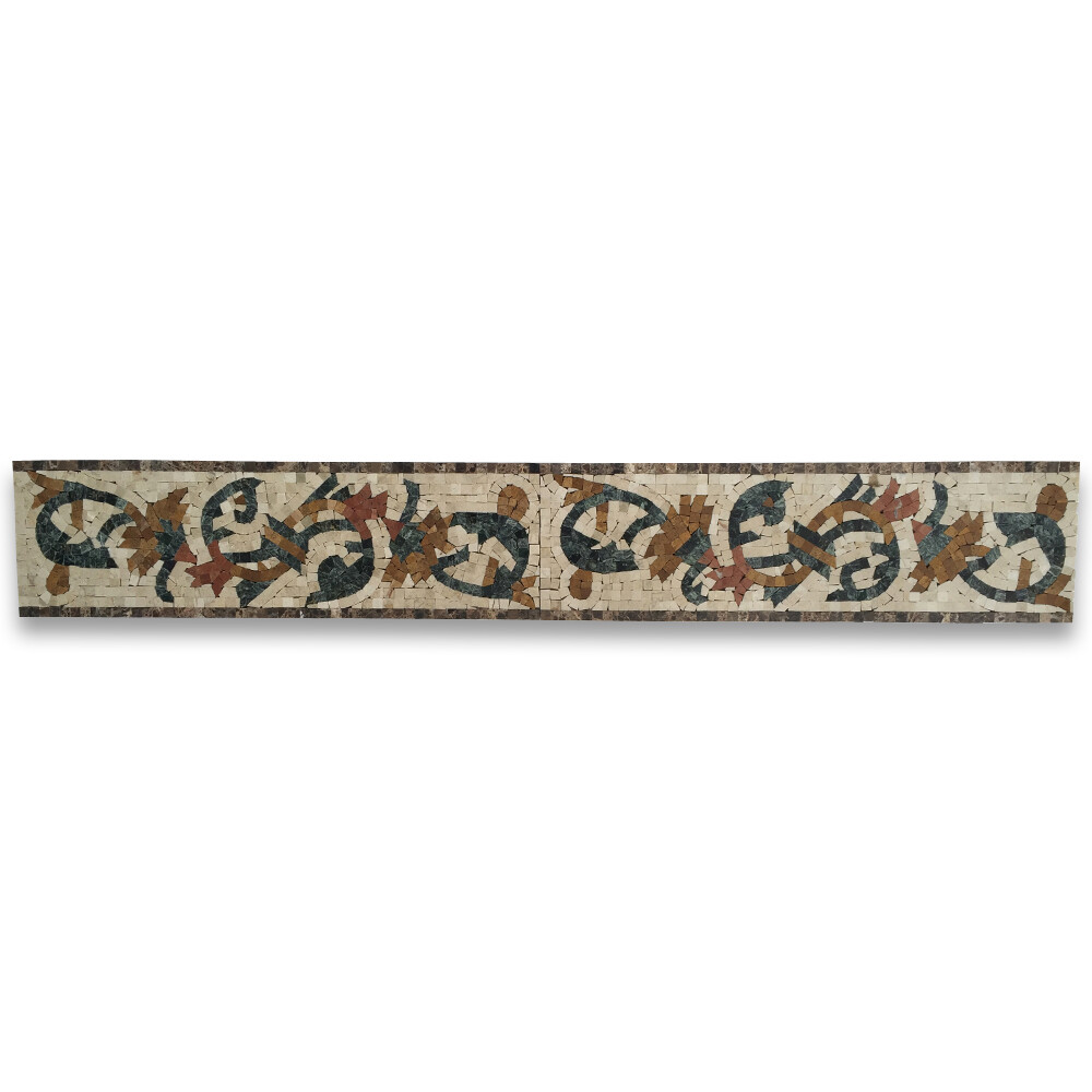B0020P Marble Mosaic Border Listello Tile Spring Emperador 5.9×19.7 Polished