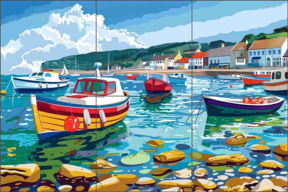 Boat Harbor Tile Backsplash Lazar Studio Nautical Art Ceramic Mural OB-LAZ421-6