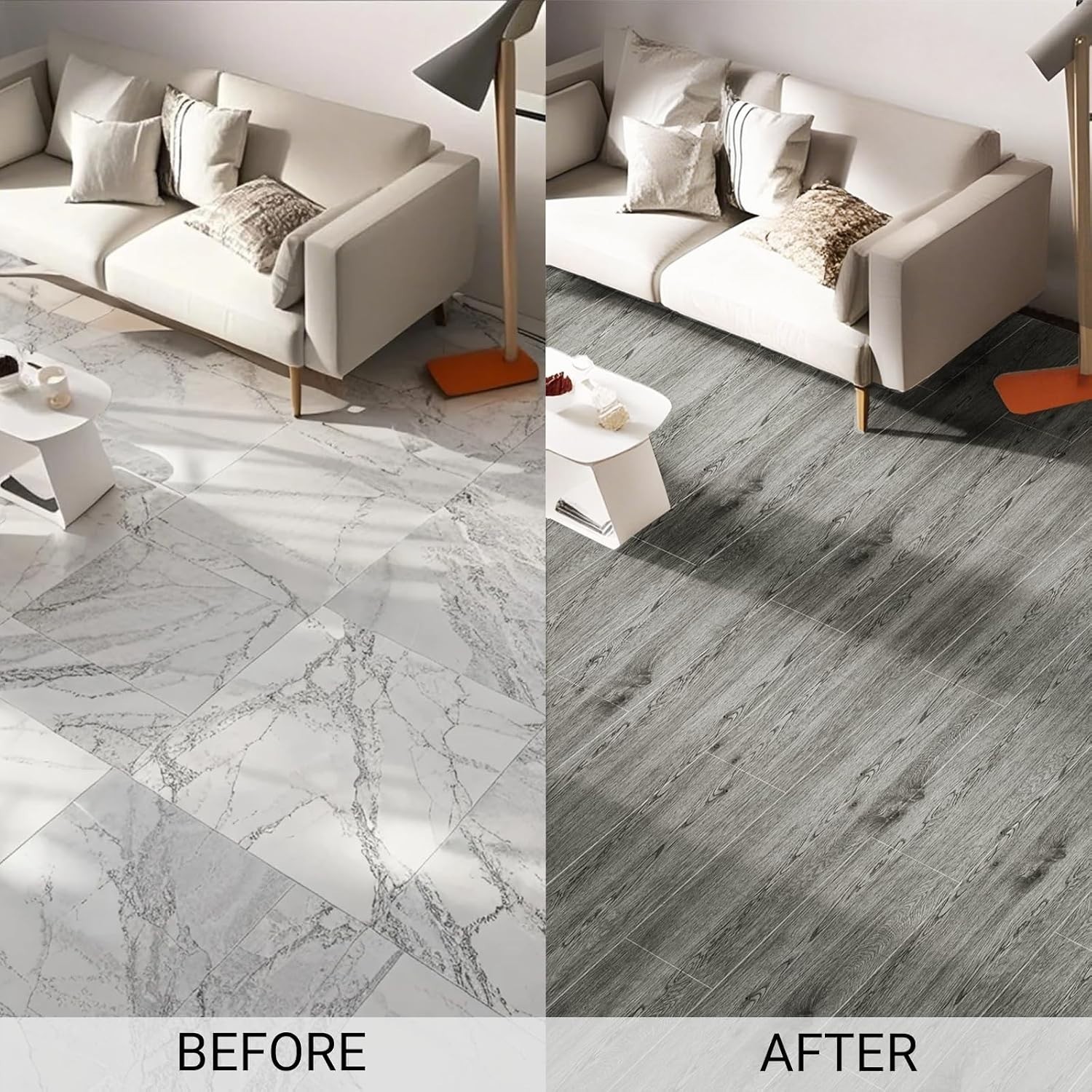Peel and Stick Vinyl Floor Tile Sample Kit 3-Pack, 12″x6″ Ash Grey Wood Look,…