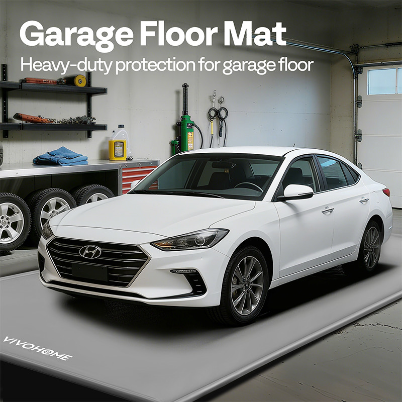 Garage Floor Mat Non-Slip Containment Mat for Waterproof Protection Raised Edge