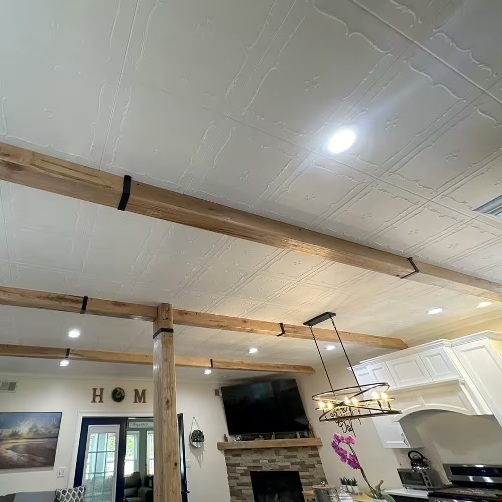 Spring Buds 1.6 Ft. X 1.6 Ft. Glue up Foam Ceiling Tile in Plain White (21.6 Sq.
