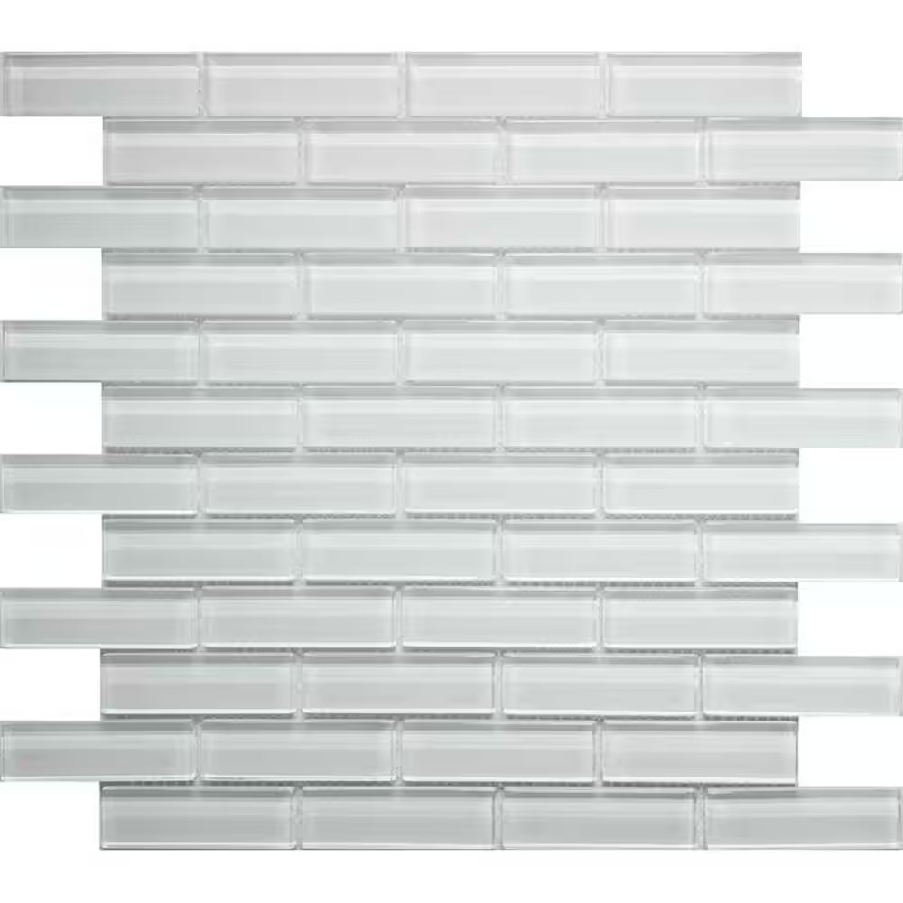 Ice White 11.9 In. X 11.9 In. Polished Glass Mosaic Tile (4.92 Sq. Ft./Case)