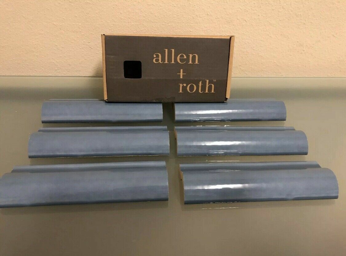 Lot of 3 Allen + Roth 6 Pack Blue Ceramic Chair Rail Tile 2″ x 6″ 0857821