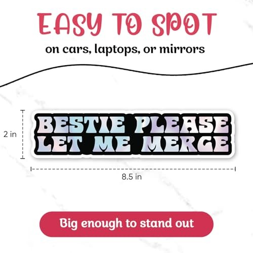 | Bestie Please Let Me Merge Bumper Sticker – Strong Adhesive, Unicorn