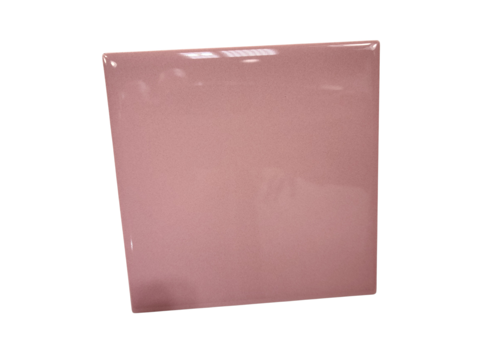 Carnation Pink Ceramic Tile 4.25 in Subway Square Mid Century Modern