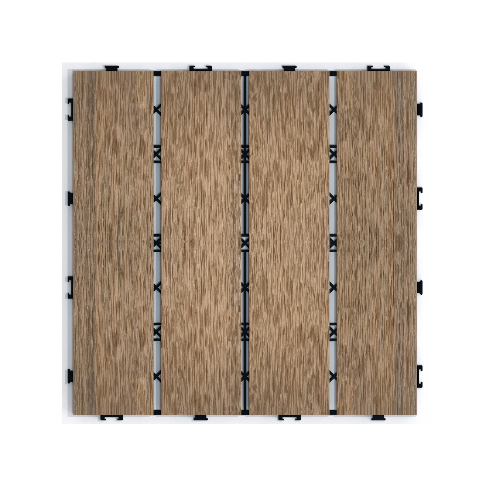 WPC Patio Tiles 22-Pack DIY Interlocking Decking 11.8″ Indoor Outdoor