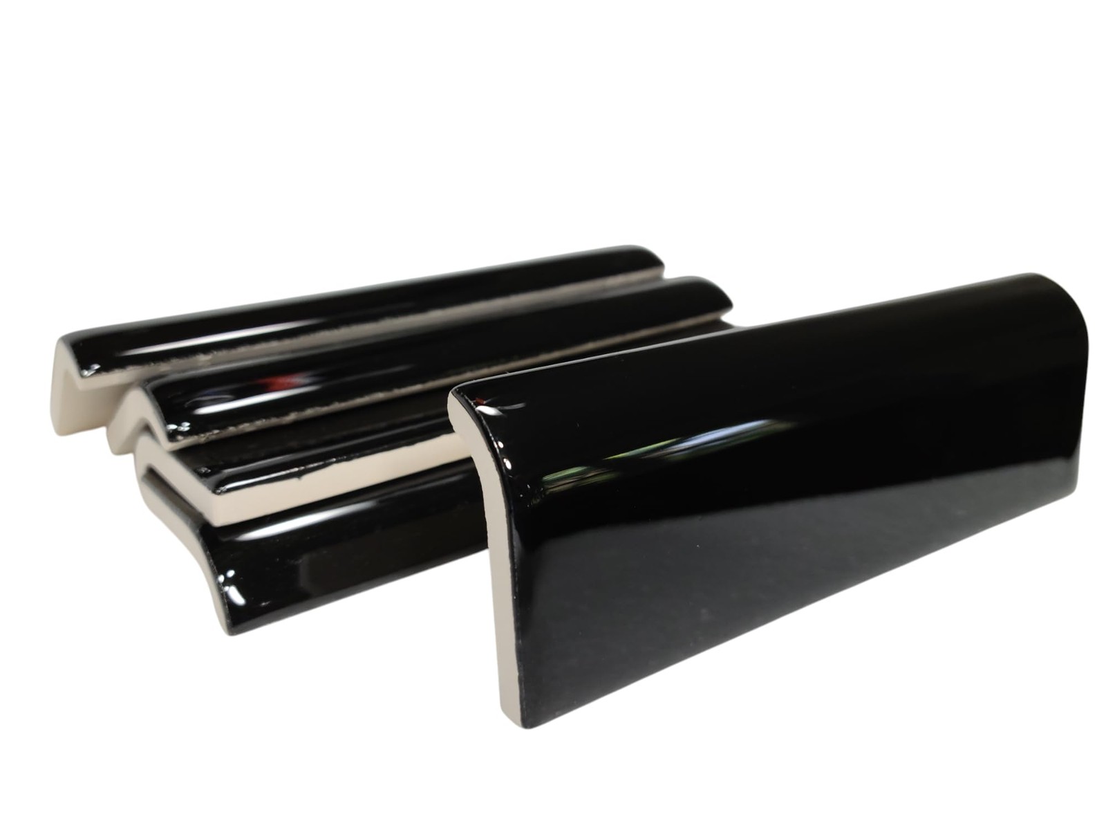 Black 2 x 6 in Ceramic Tile Bullnose Mud Cap Trim Edge 2×6 inch Mudcap American