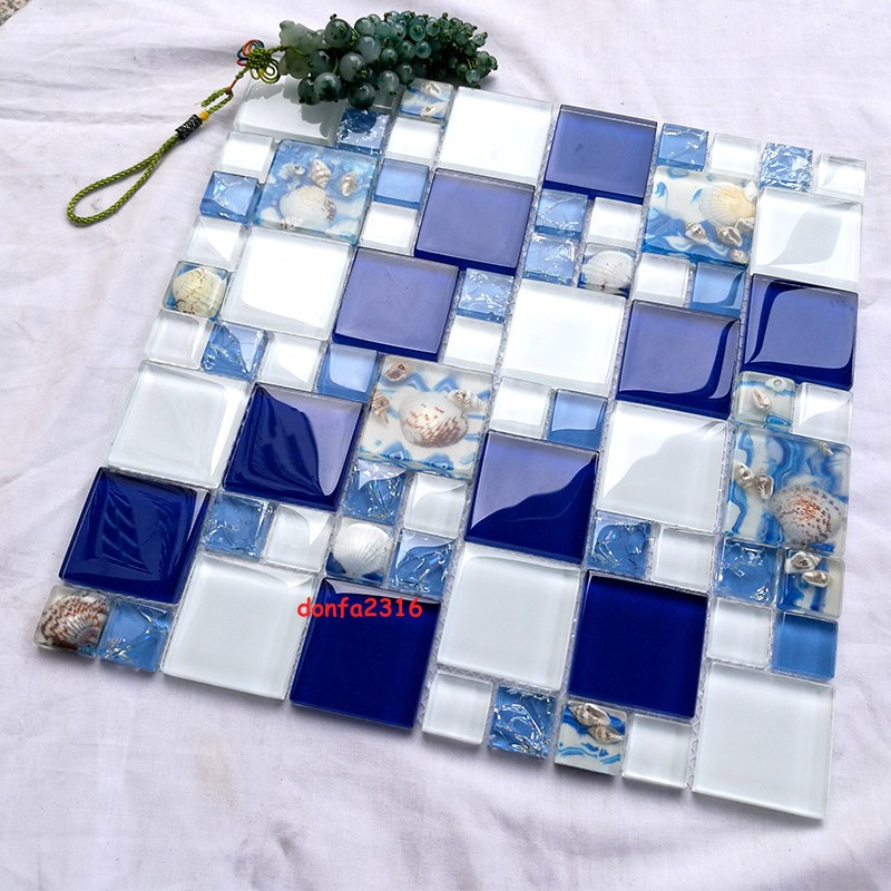 Glass Mosaic Shell Tile Swimming Pool Fish Pond Backsplash Real Sea Decoration