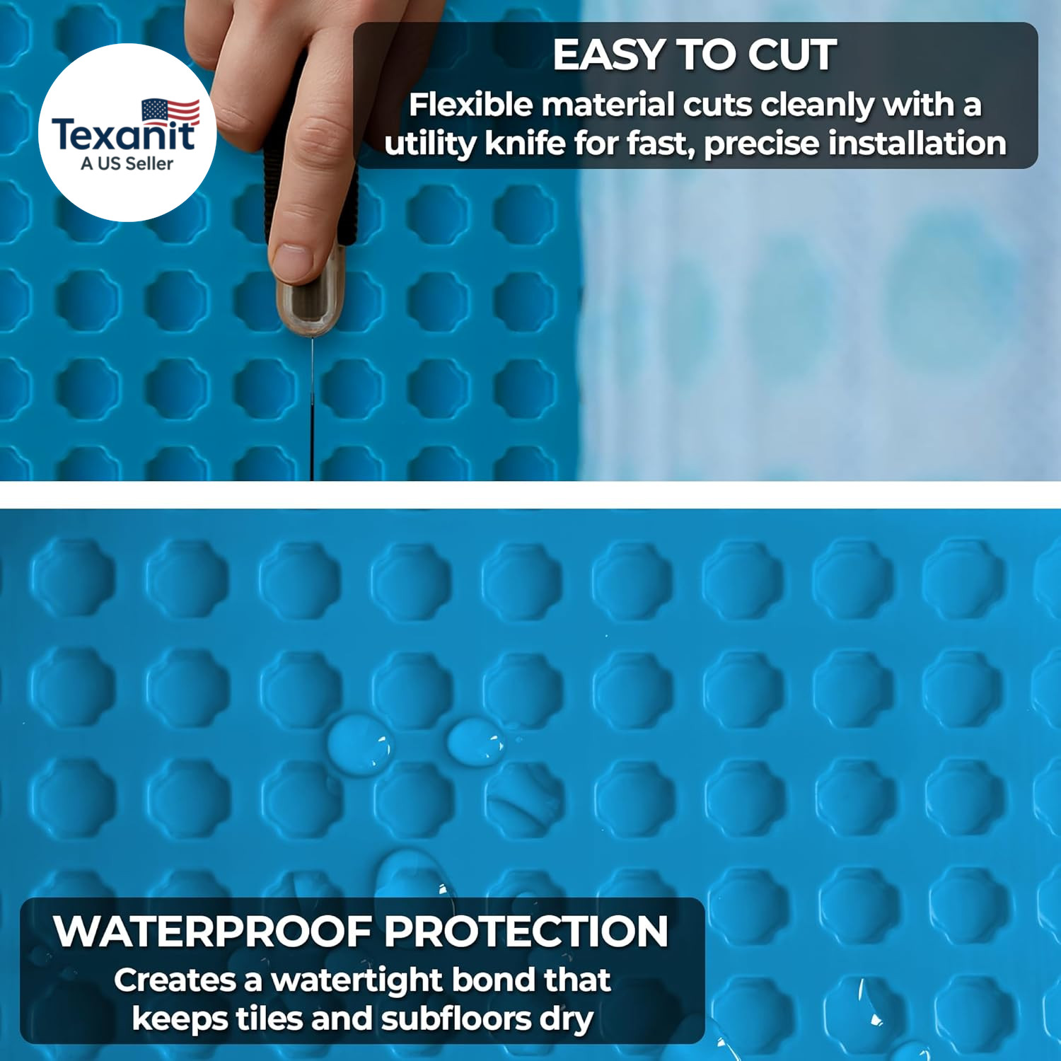Uncoupling Waterproofing Membrane Roll, 54 Sq Ft (3.3 Ft X 16.4 Ft), 1/8” Anti-