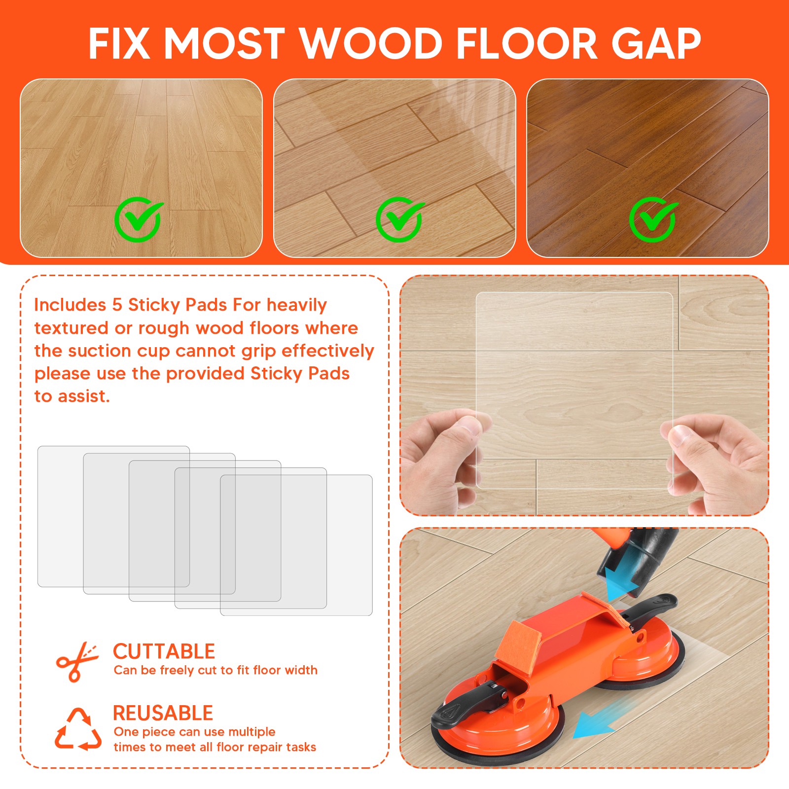 Heavy Duty Floor Gap Fixer Tool, 45° Striking Surface Floor Gap Repair Tool with