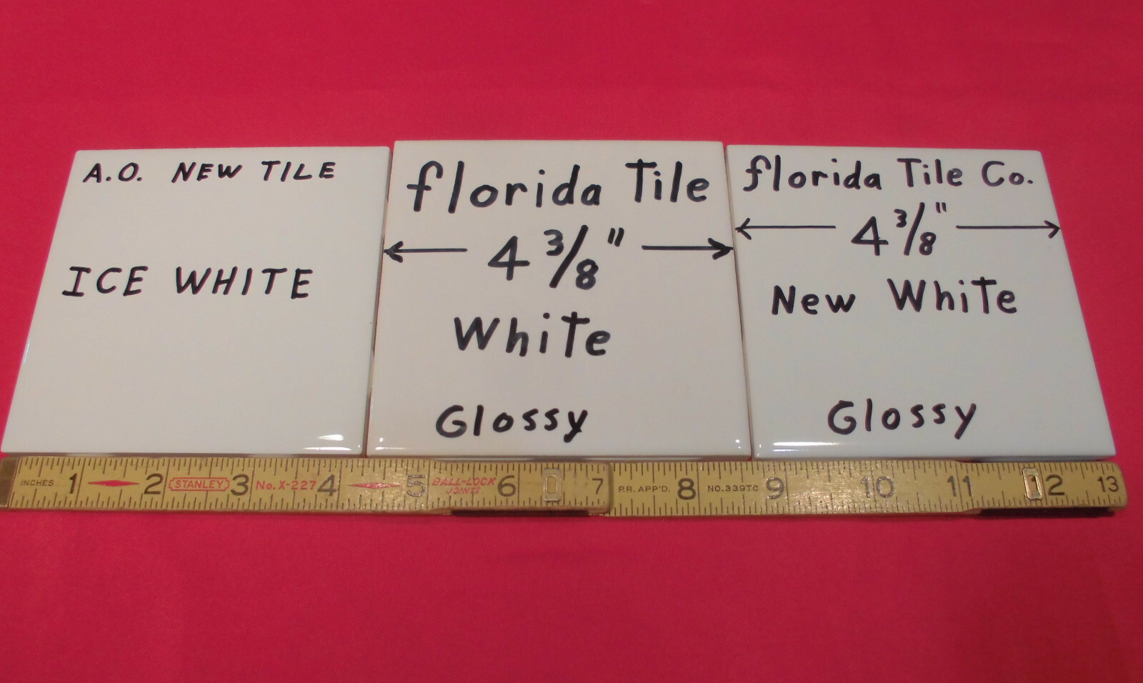 1 pc. 4-3/8″ #1 Glossy White Ceramic Wall Tile by florida tile Co. New Old Stock