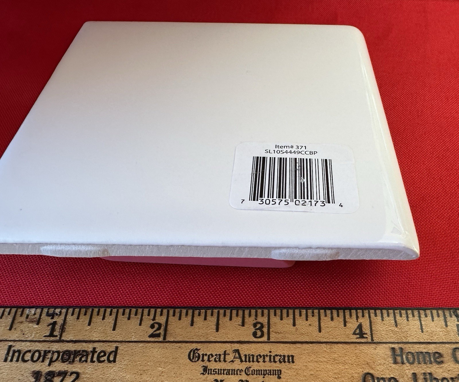 1 pc. #SL10 White: Gloss Ceramic Bullnose Tile by American Olean 4-1/4″