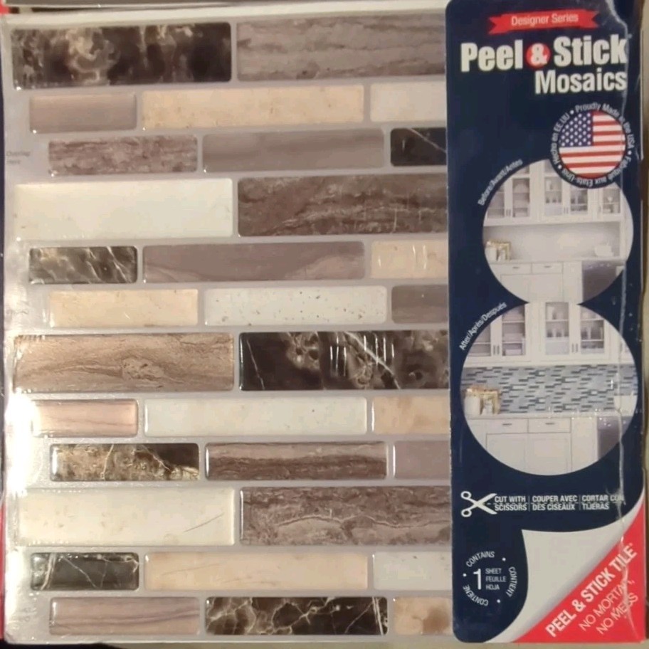 Peel & Stick Mosaics Wall Tiles Black/White/Grey/Copper #1916416, 677547, 633482