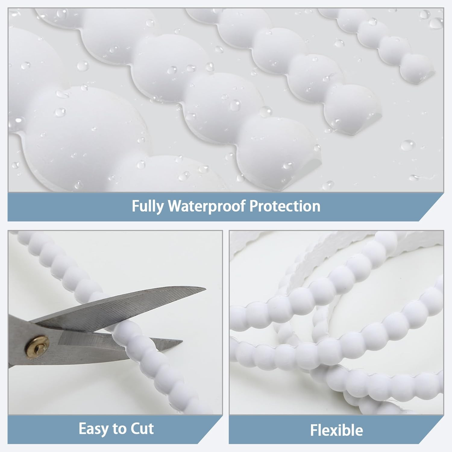 118″ X 0.24″ Unfinished White Decorative Bead Molding Trim, Flexible Paintable D