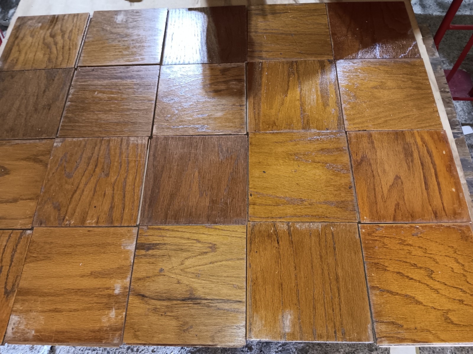 1 pc. Vtg. BRUCE Oak 9×9 Parquet Floor Tile REFINISHED floor Reclaim Recycle