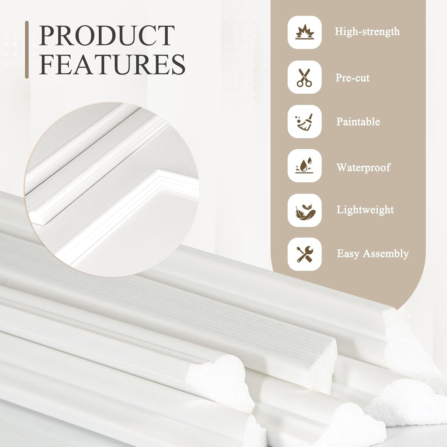 3 Sets Peel and Stick Wall Molding Kit, Premade Wainscoting Panels for Interior