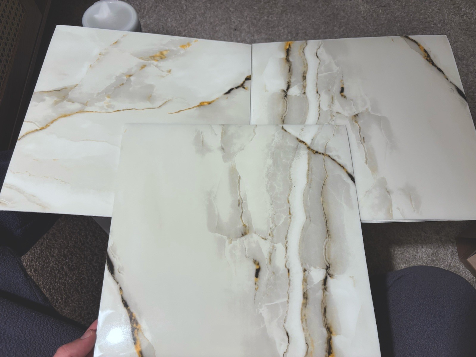 20pcs Marble Peel and Stick Waterproof PVC Shower Wall Panels Bathroom Backsp…