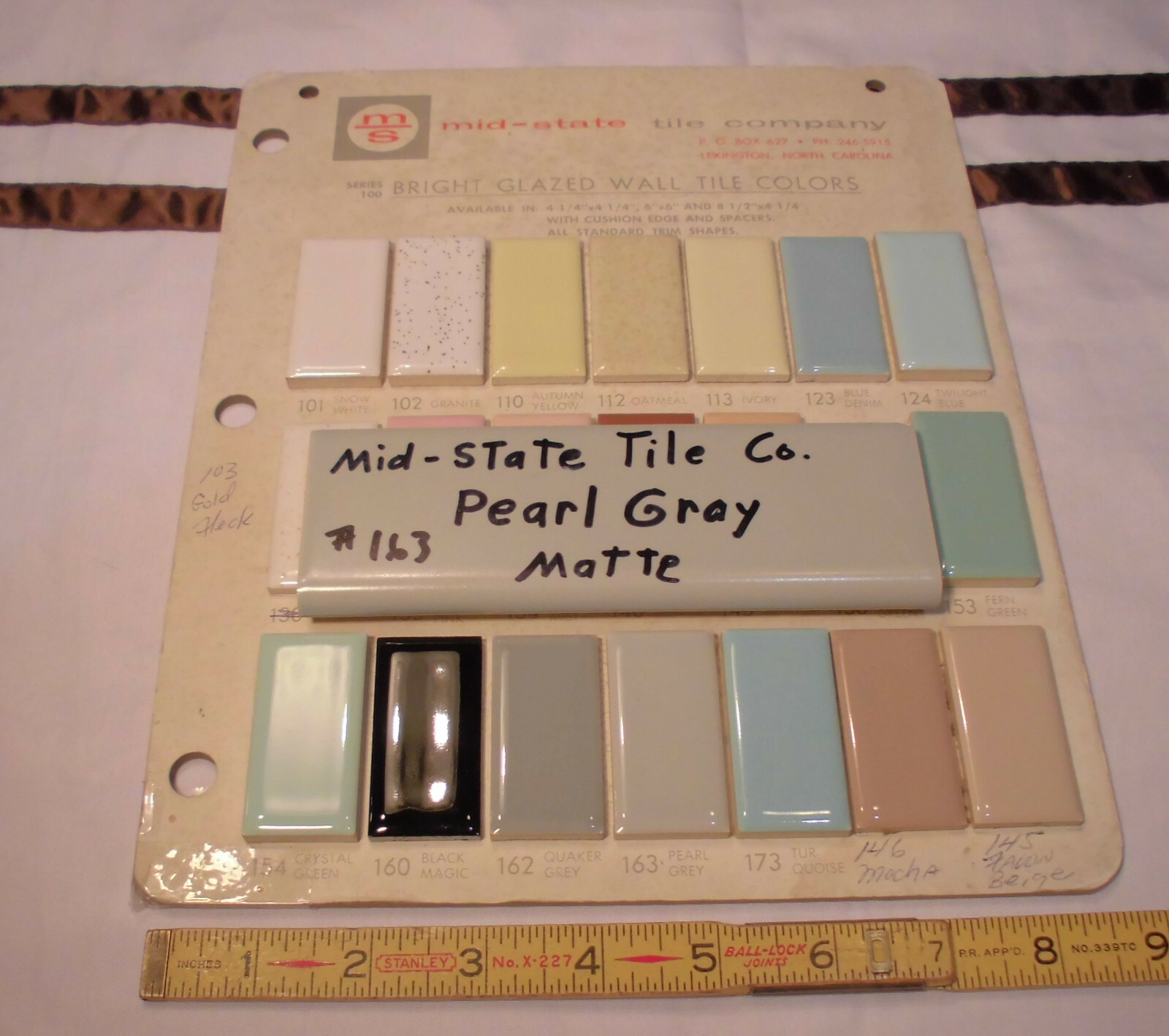 10 pcs. Vintage Matte *Pearl Gray* 2” X 6” Surface-Flat Bullnose Ceramic Tiles
