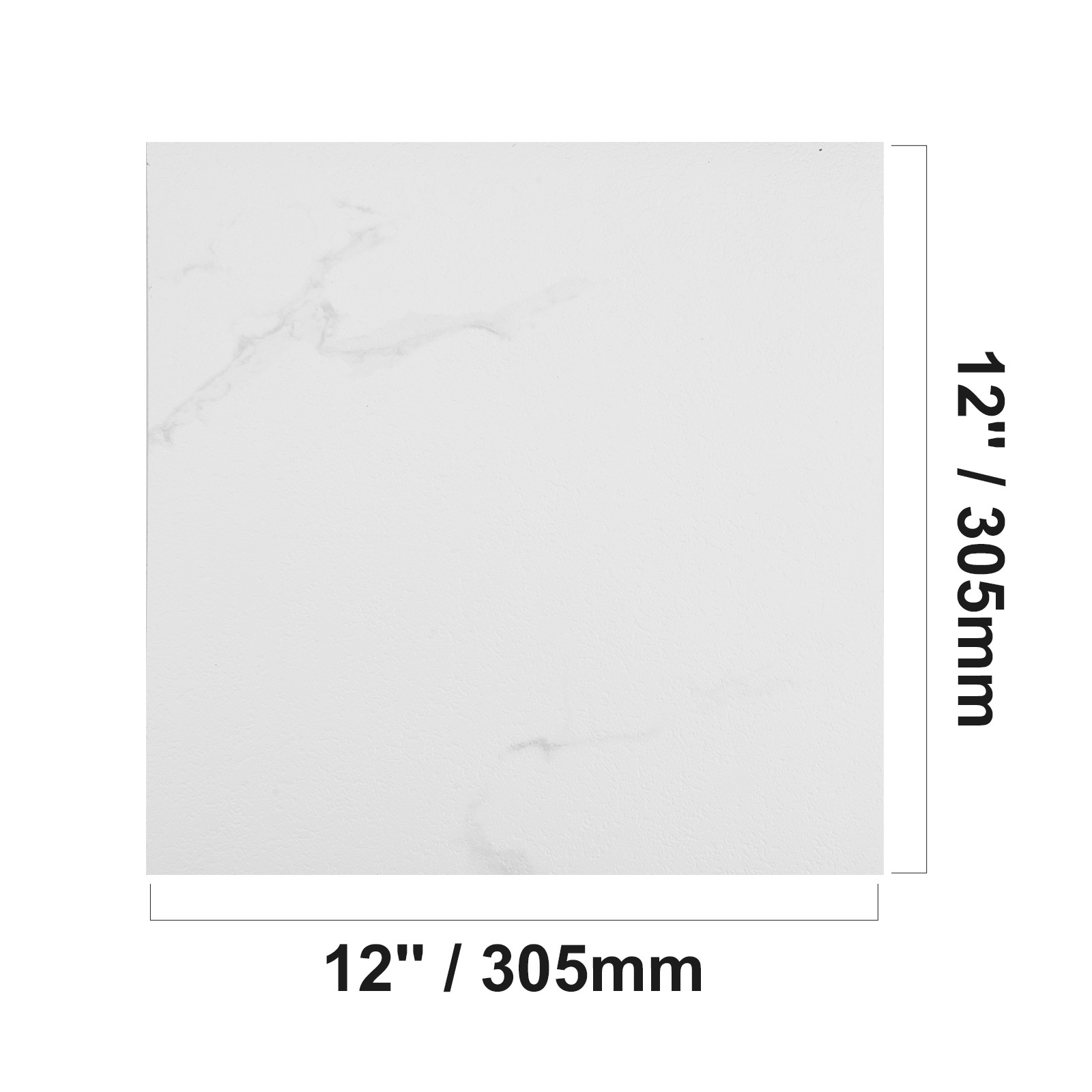 Uimoso 12” x 12” Self Adhesive Vinyl Floor Tiles 50 PCS 1.5mm Thick White Marble