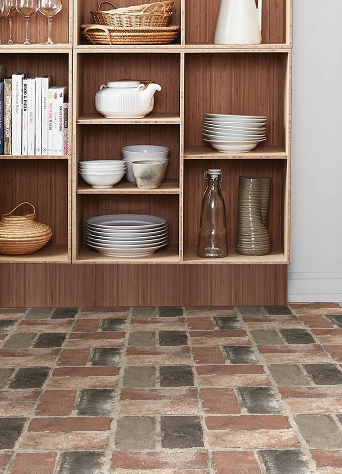 12×12 Brick Red Peel & Stick Vinyl Floor Tiles Water Resistant 10 Pack Easy Inst