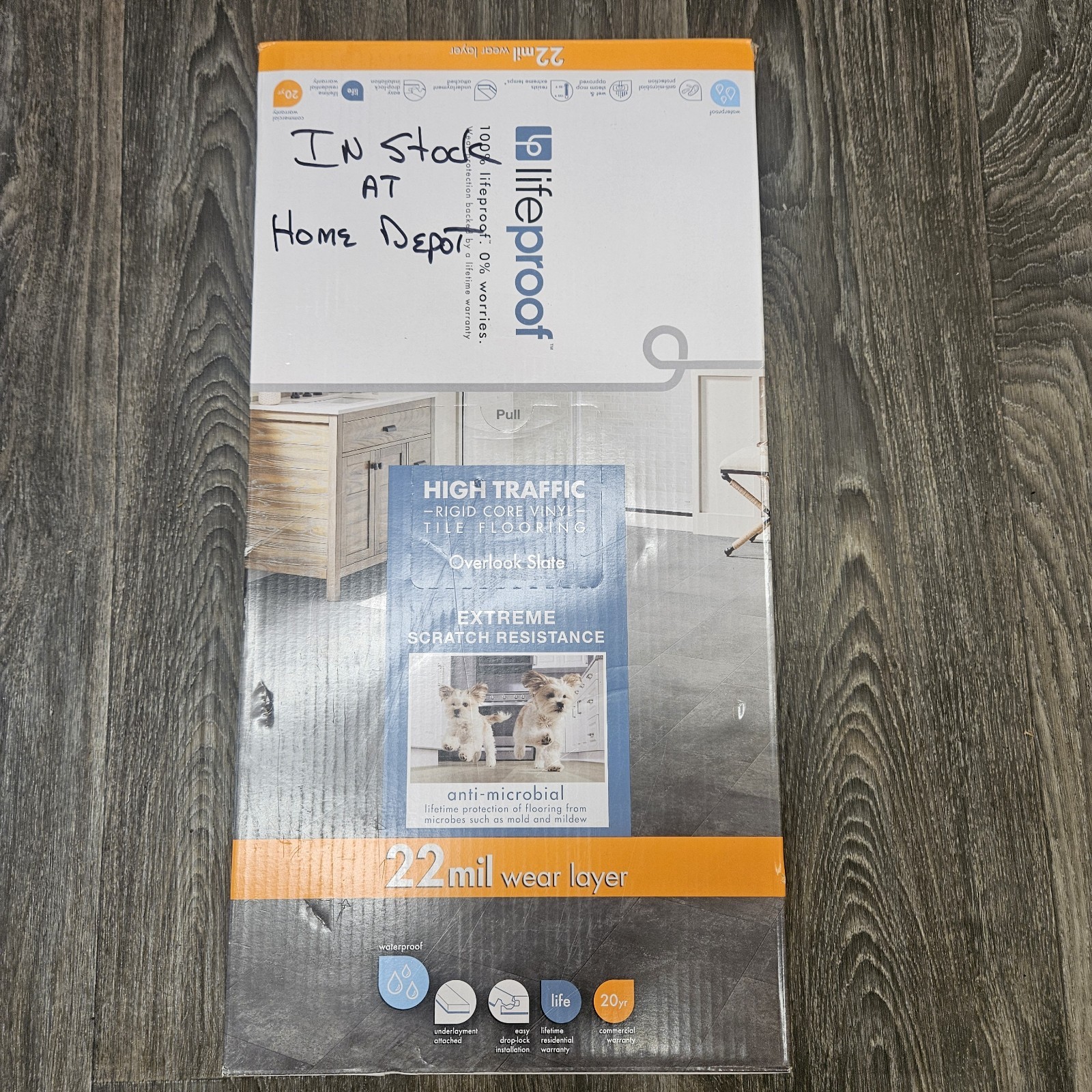 Lifeproof Vinyl Tile Flooring Overlook Slate 22mil 1 Case 11.9X23.78″ 9 Tiles