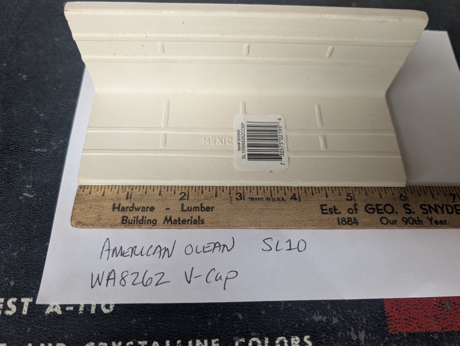 1 pc American Olean Vintage White Counter Trim V cap SL10 WA8262 Tile Bullnose